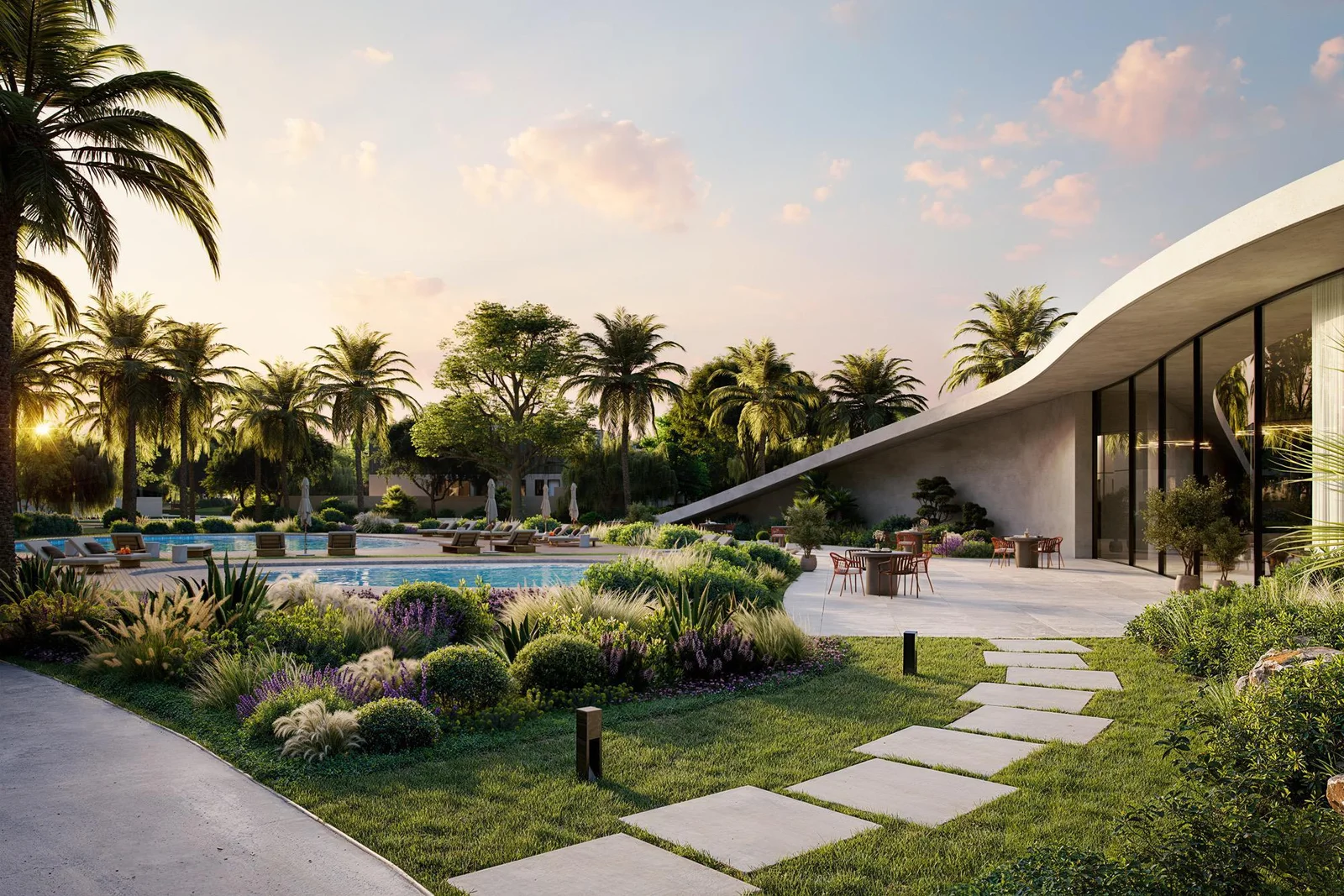 Aerial perspective from Fay Hills, overlooking the tranquil water and expansive views.
