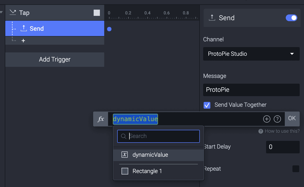 send value together option on protopie player