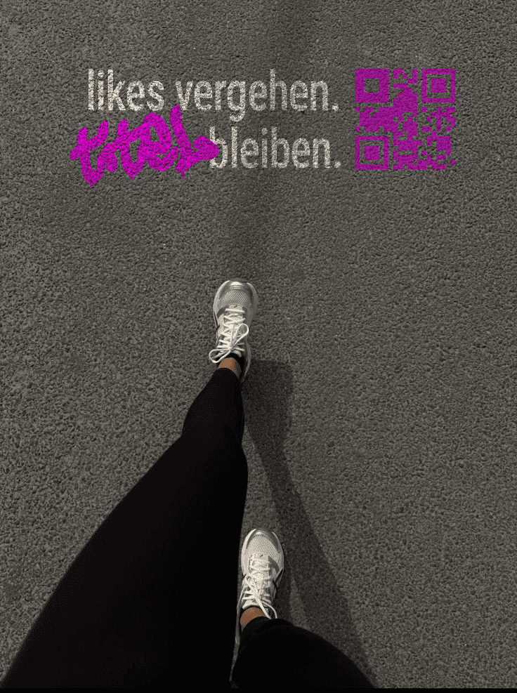 A person walking on a path, with the text "Save everything, save the planet" in a vibrant purple font.