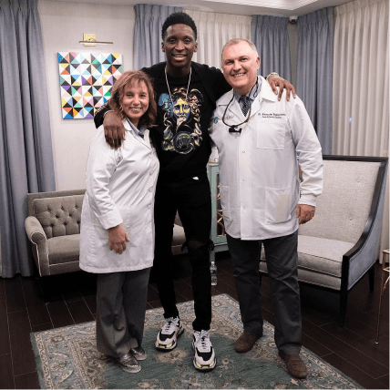 Bensonhurst Dental Care - Dr. Marina Rubinshtein, and Dr. Alex Rubinshtein with Victor Oladipo