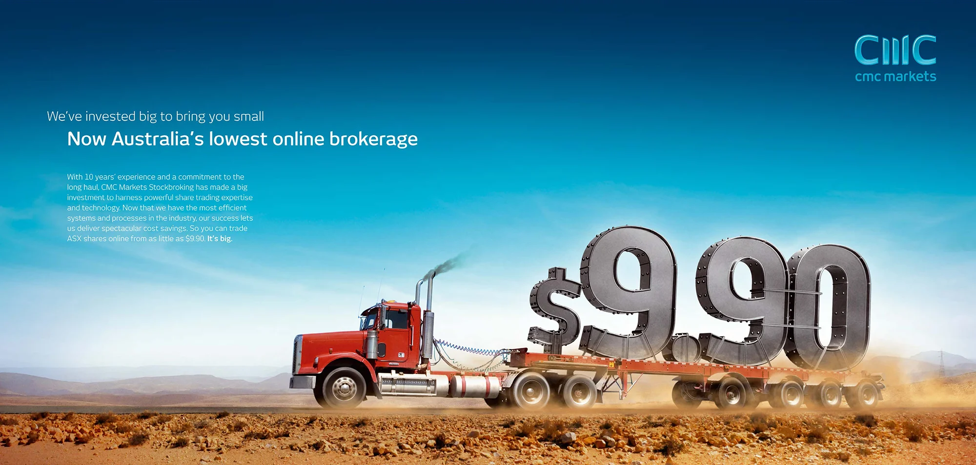 CMC Markets ad 'Now Australia's lowest online brokerage' headline