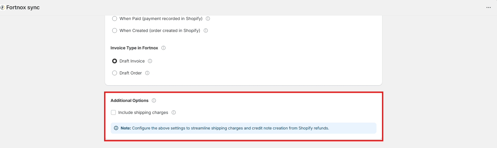 Invoice Sync Settings