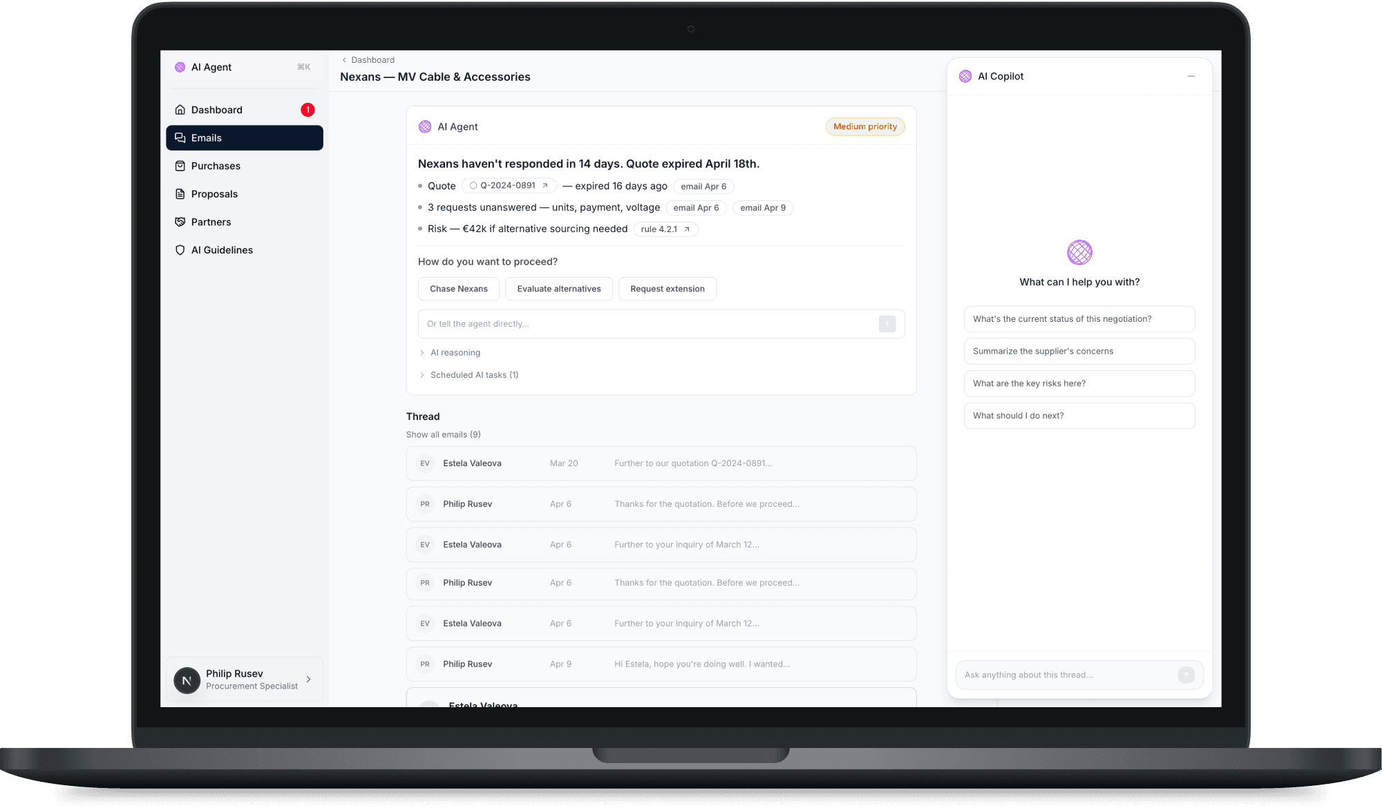 mockup displayng an AI thread page redesign