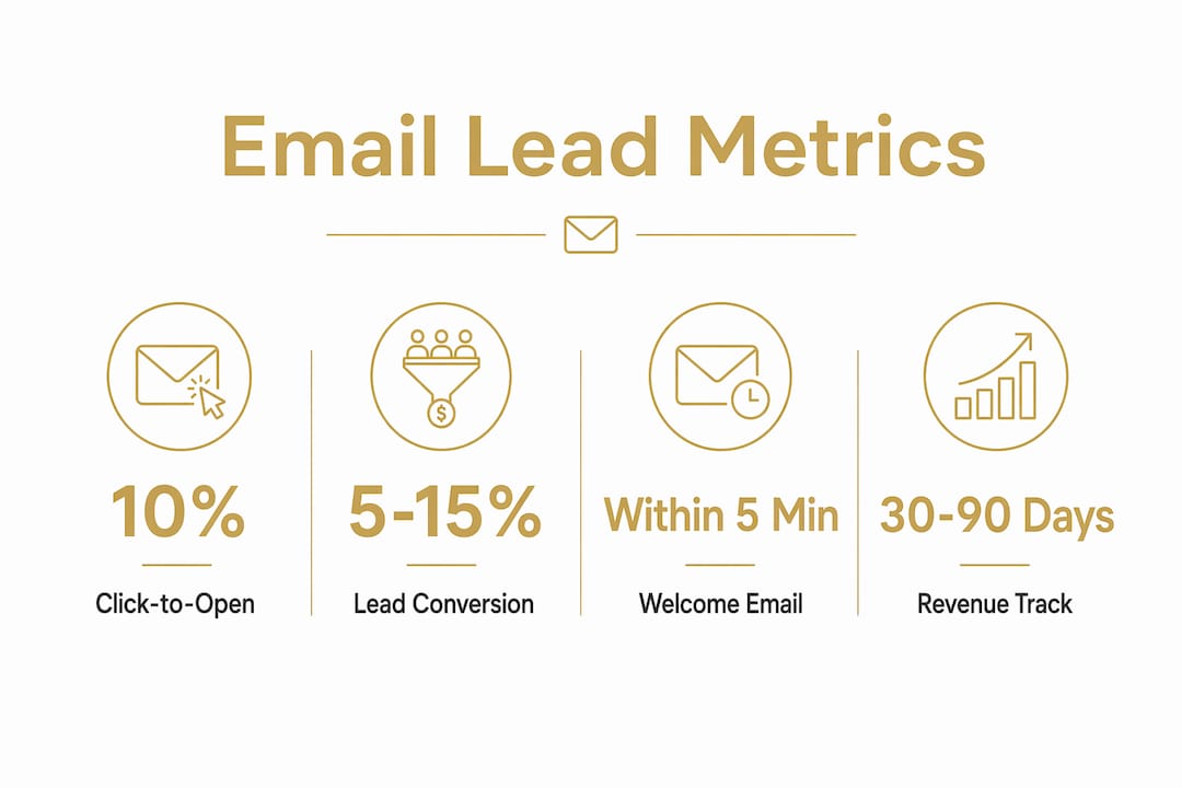 Infographic showing key email lead conversion metrics