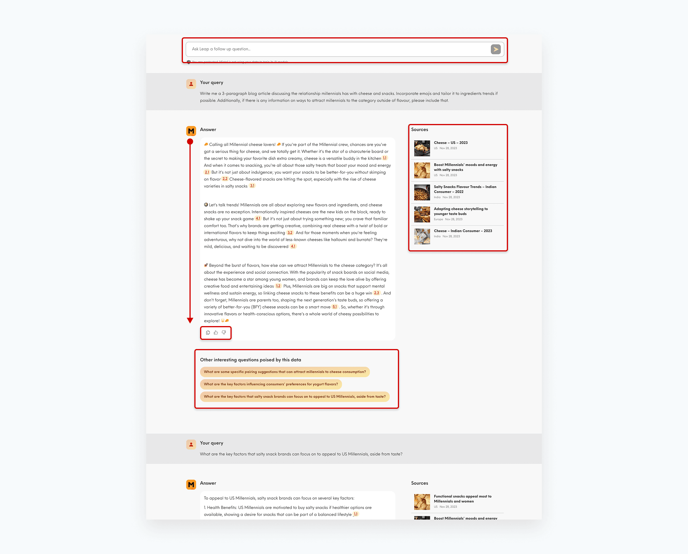 Another old layout: As Leap scaled, answers became longer and more detailed. Without clear structure, key insights and actions were hard to locate, forcing users to read linearly and increasing cognitive load.