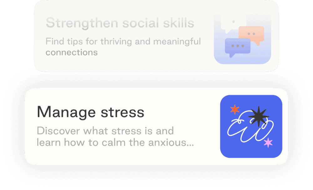Self-care theme cards: strengthen social skills and manage stress