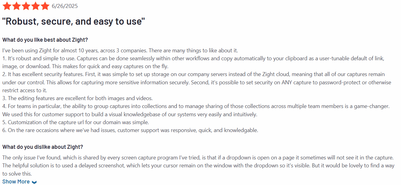 Zight  review onn G2