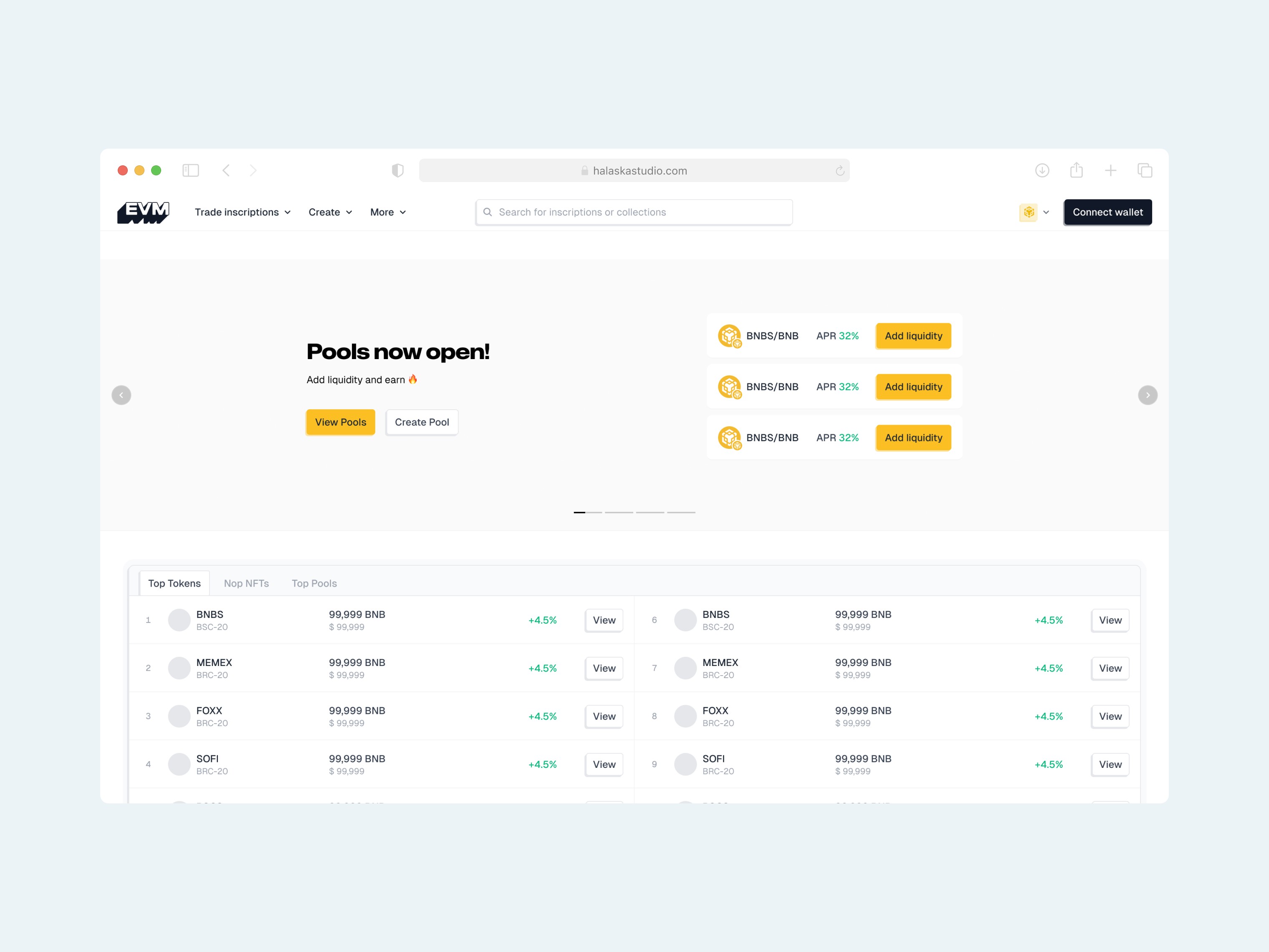 EVM Inscription marketplace homepage