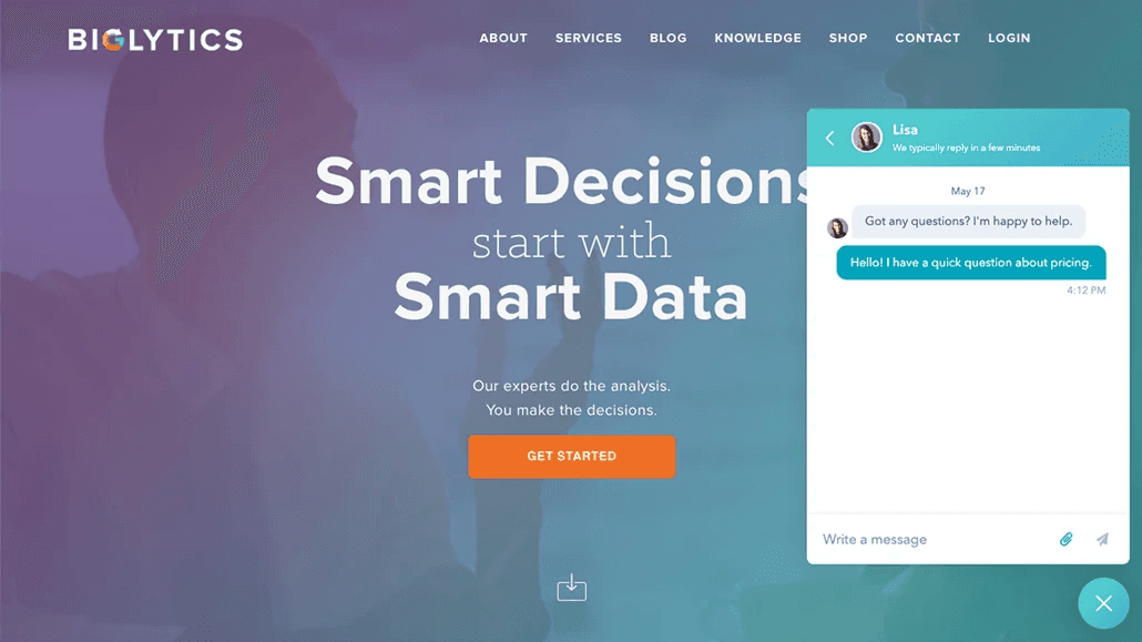HubSpot Chat on a website