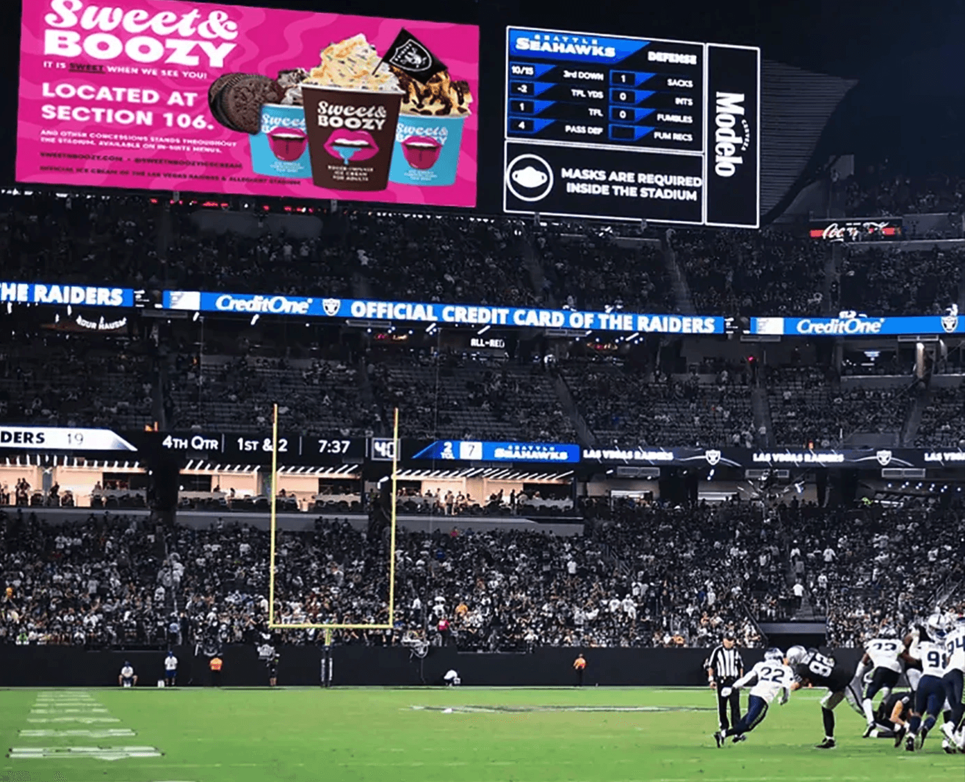 Sweet & Boozy Ad On Jumbotron at Allegiant Stadium