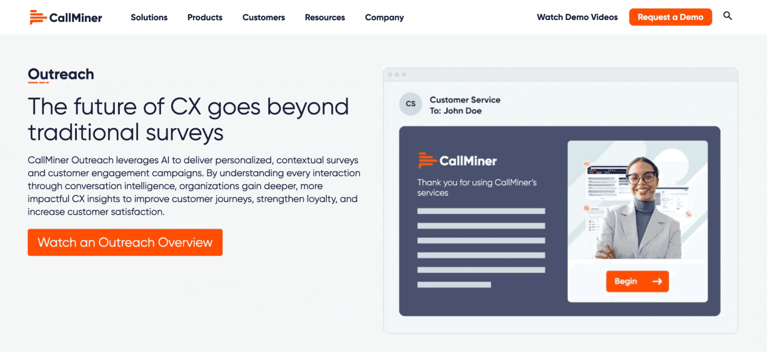 CallMiner Outreach Landing Page: The future of CX
