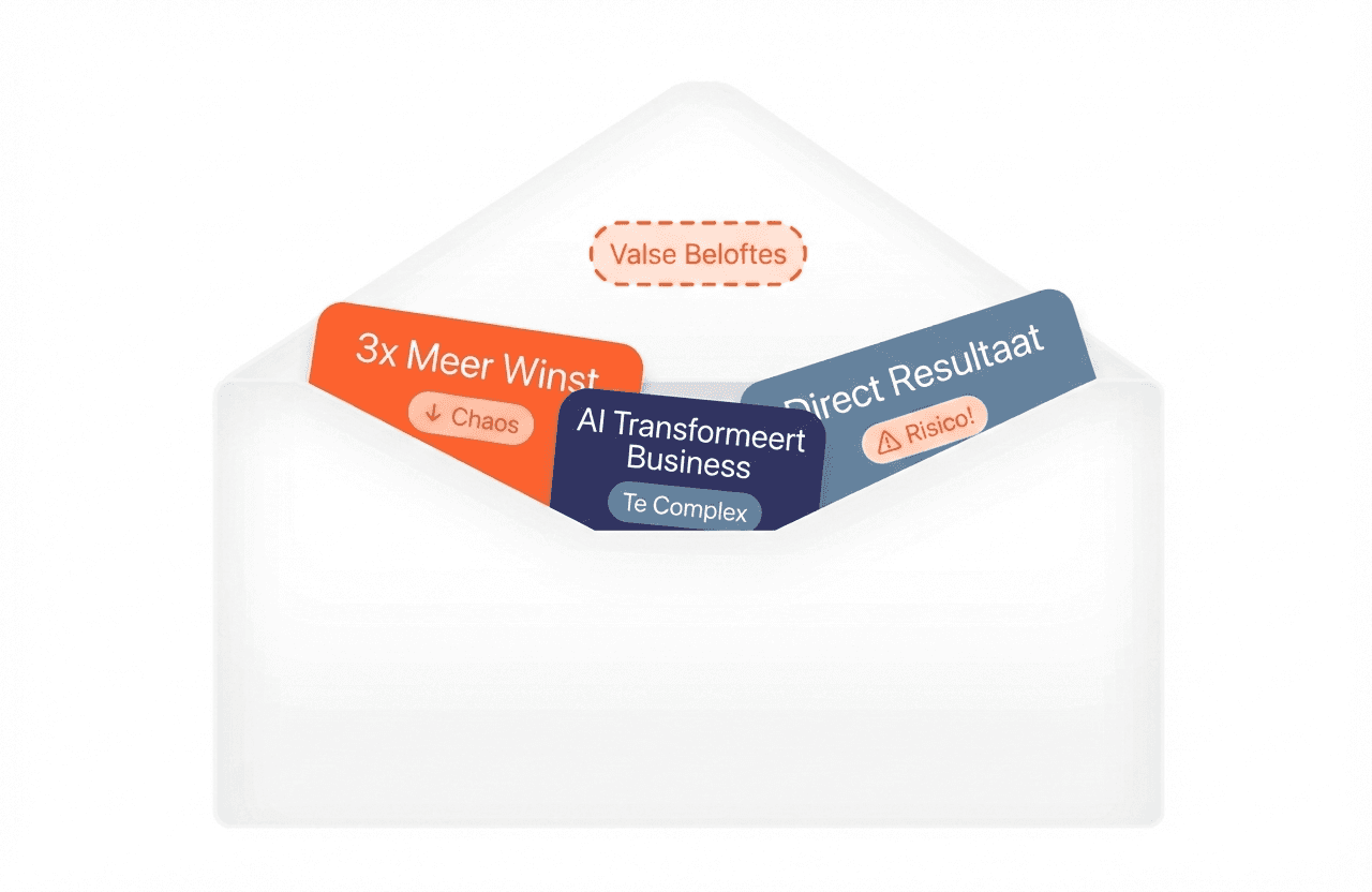Envelope containing recommendations like “Fix churn spike” and “Action,” symbolizing actionable insights.