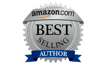 Silver seal with the text "Best Selling Author" prominently displayed, marked with a blue ribbon.