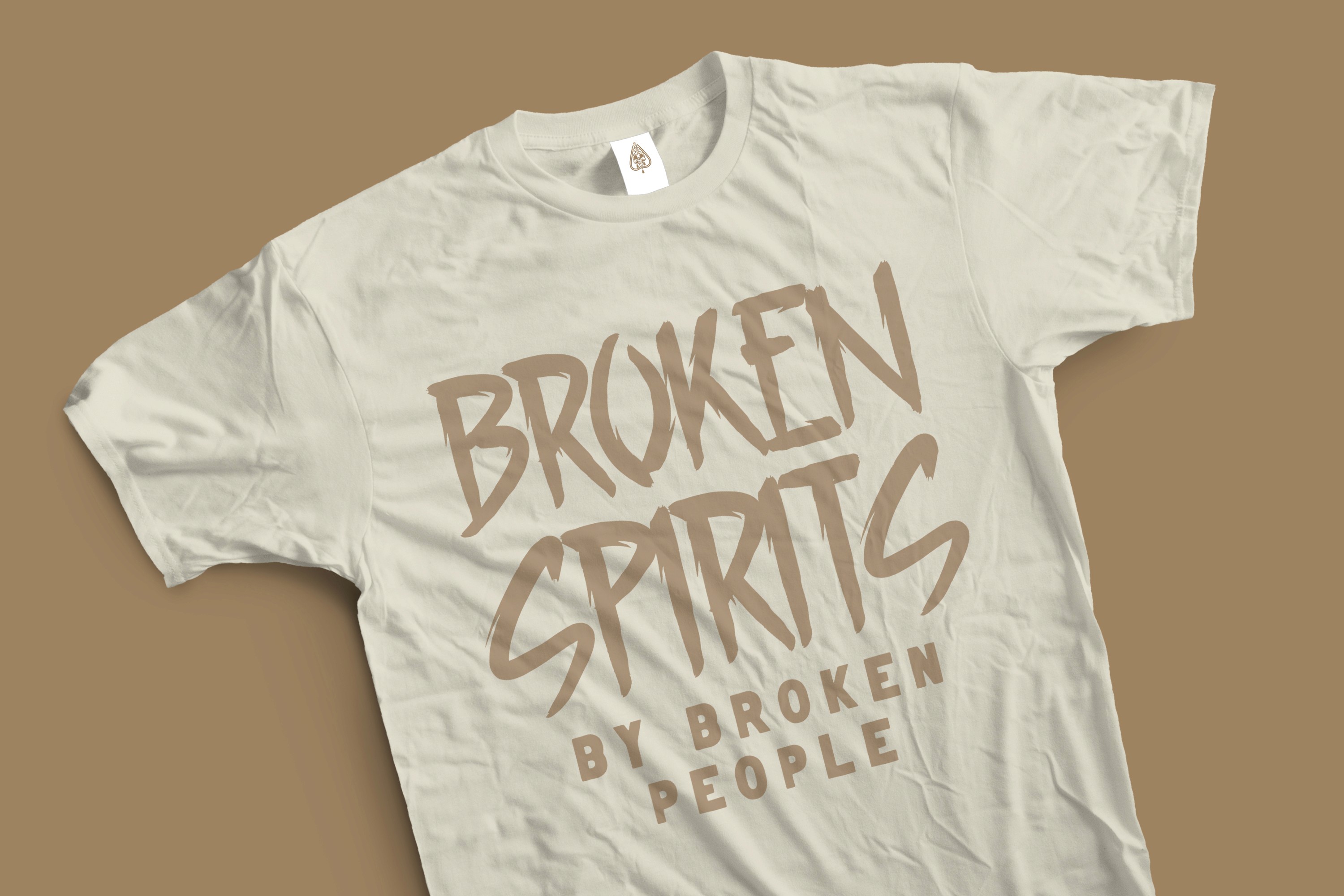 Broken Spirits t-shirt with “Broken People” typography