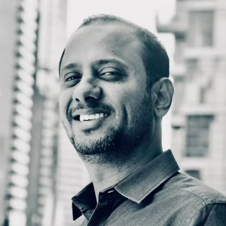 Black-and-white portrait of Trustethica AI ethics and risk advisor Dr. Sundaraparipurnan Narayanan.