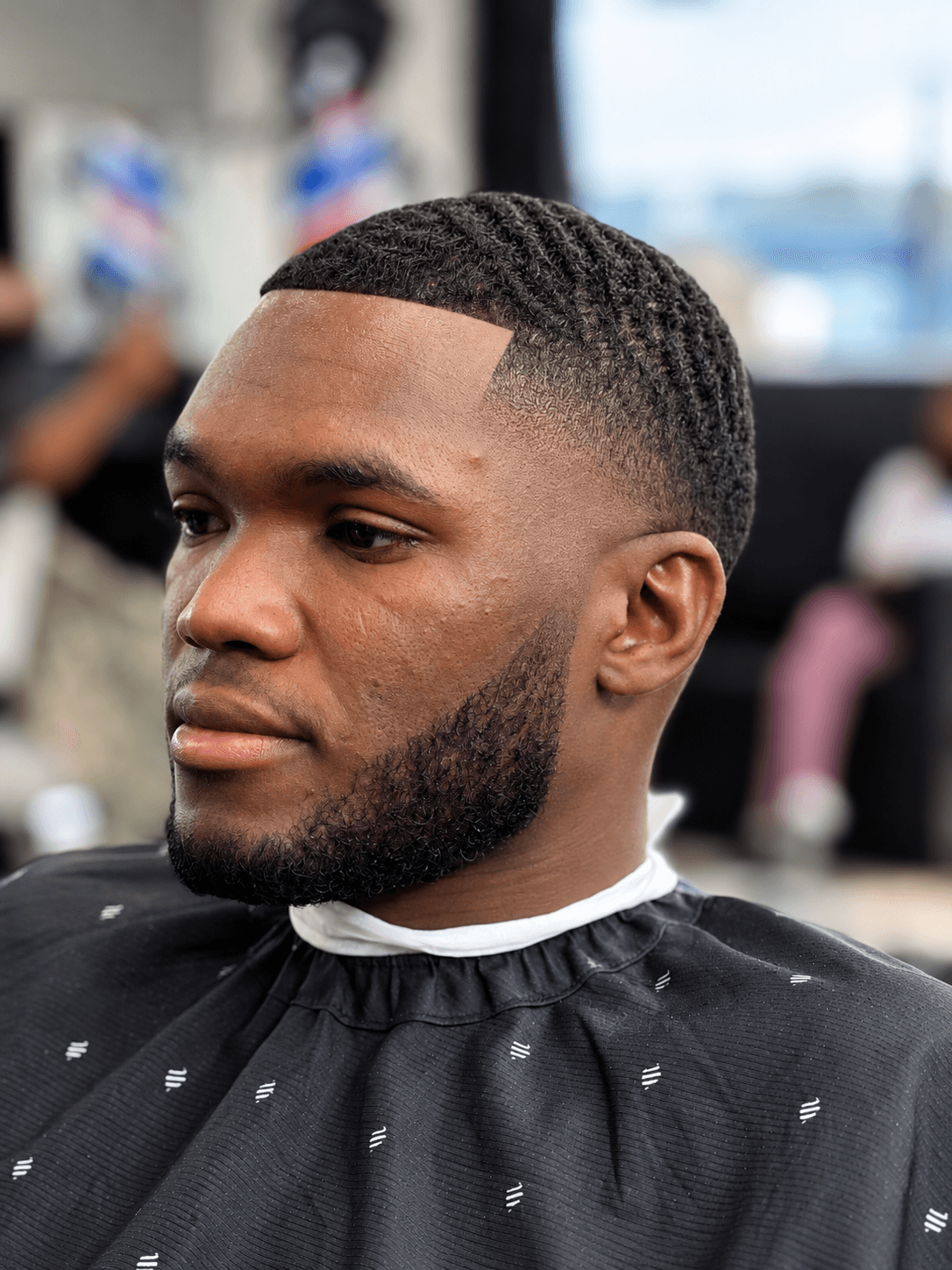 taper with waves and beard grooming at Crowd Pleezers Barbershop