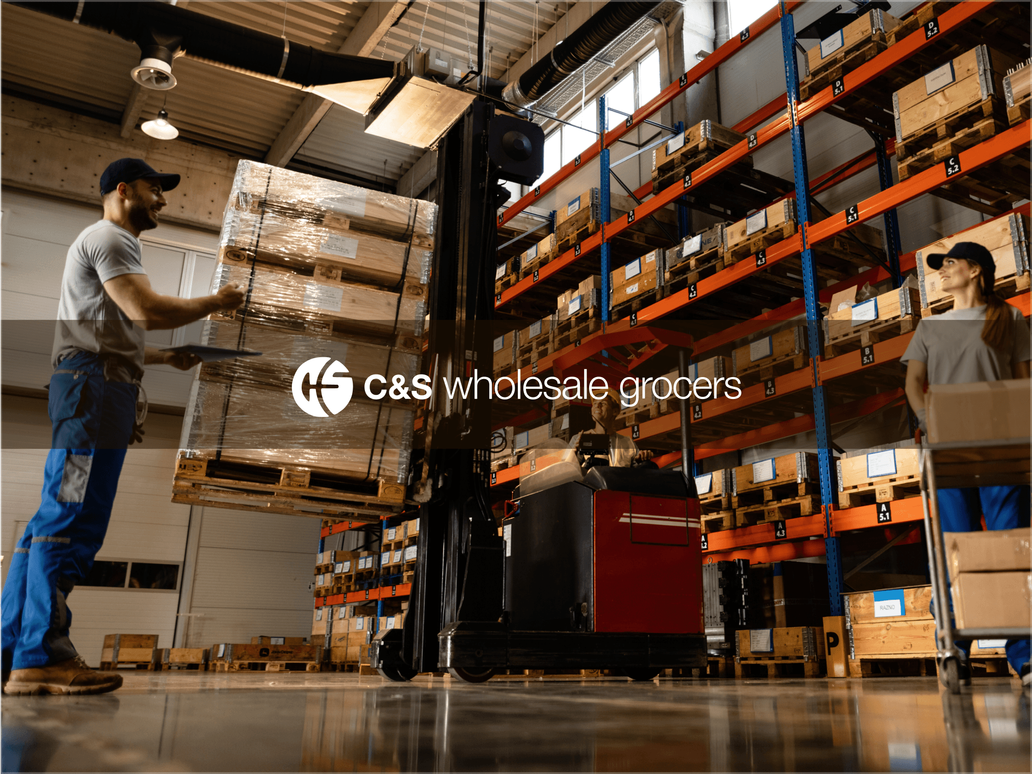 C&S warehouse with two workers