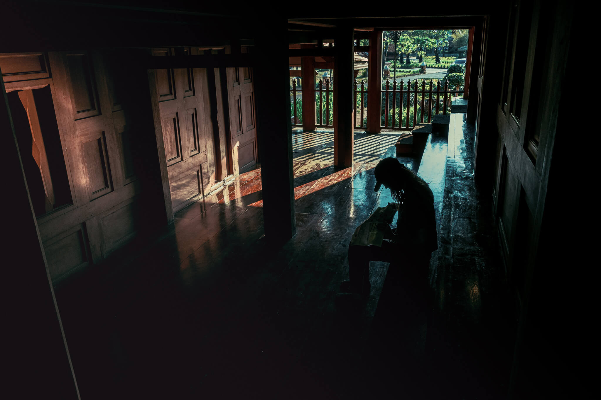 INSIDE AN OLD THAI HOUSE, BANGKOK, THAILAND