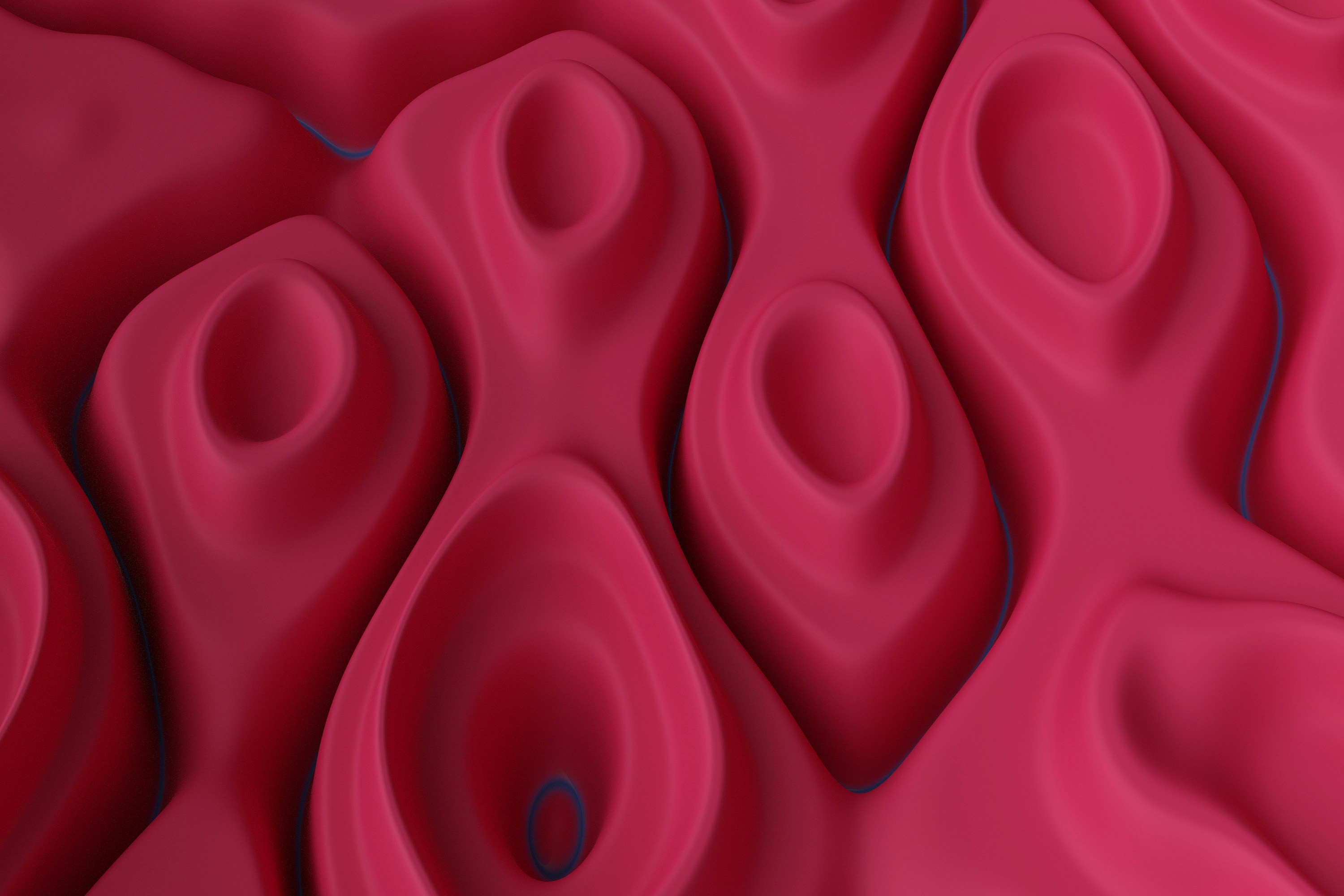 a red background with a lot of wavy shapes