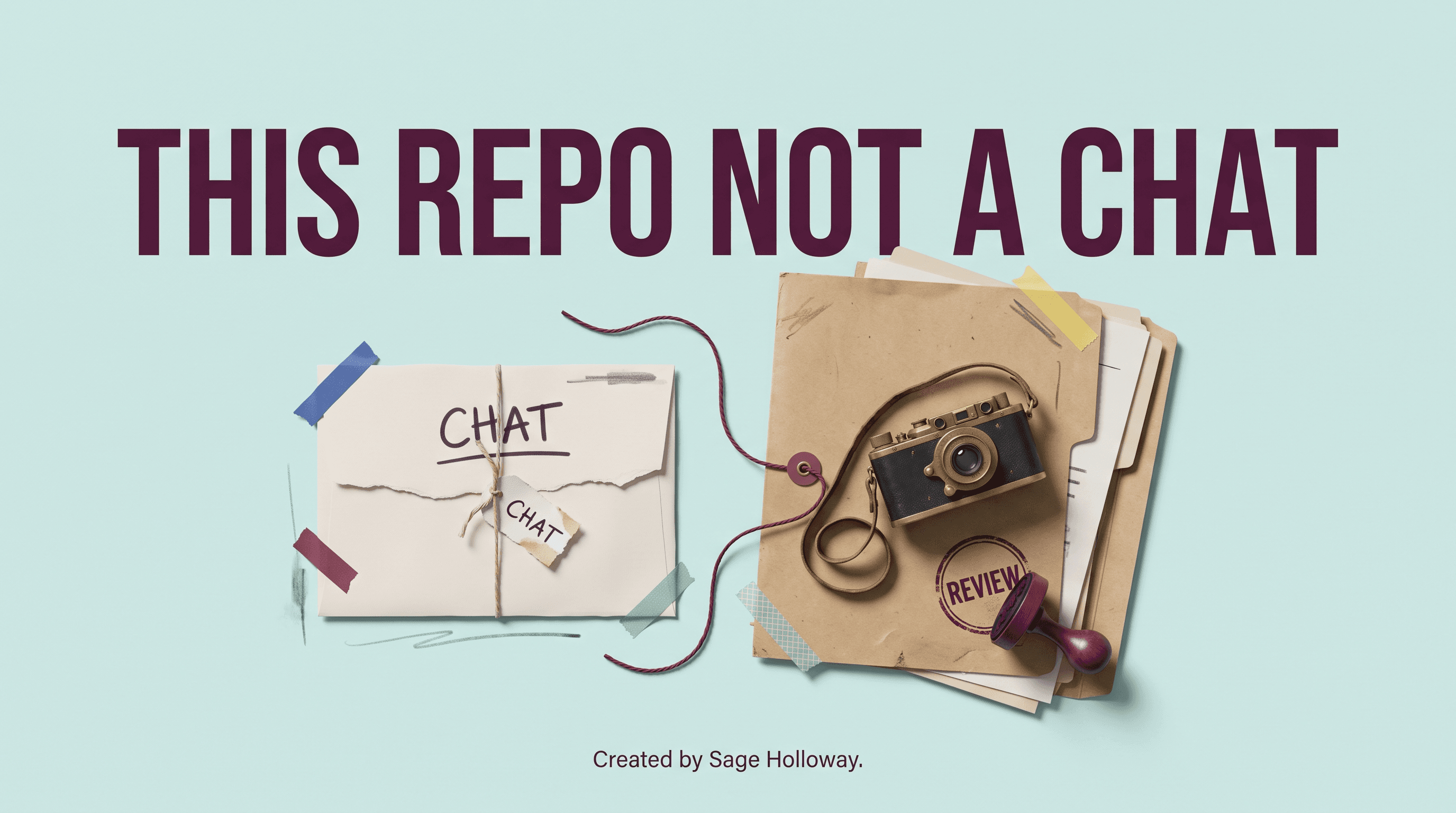 Editorial illustration of how to use Claude Code for QA automation as a project folder and toy camera versus a sealed generic-chat envelope