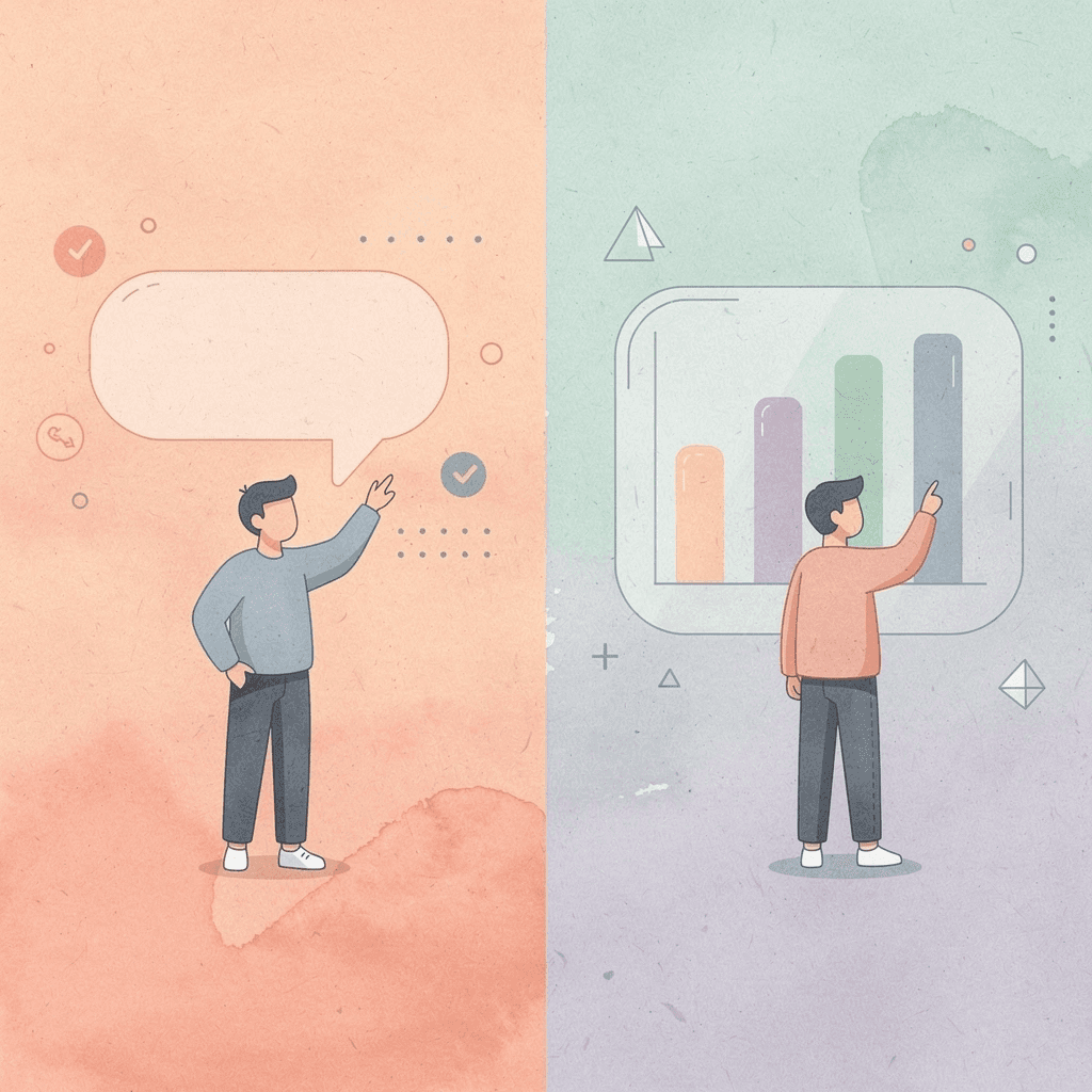 Split scene comparing linear reading versus efficient document analysis methods