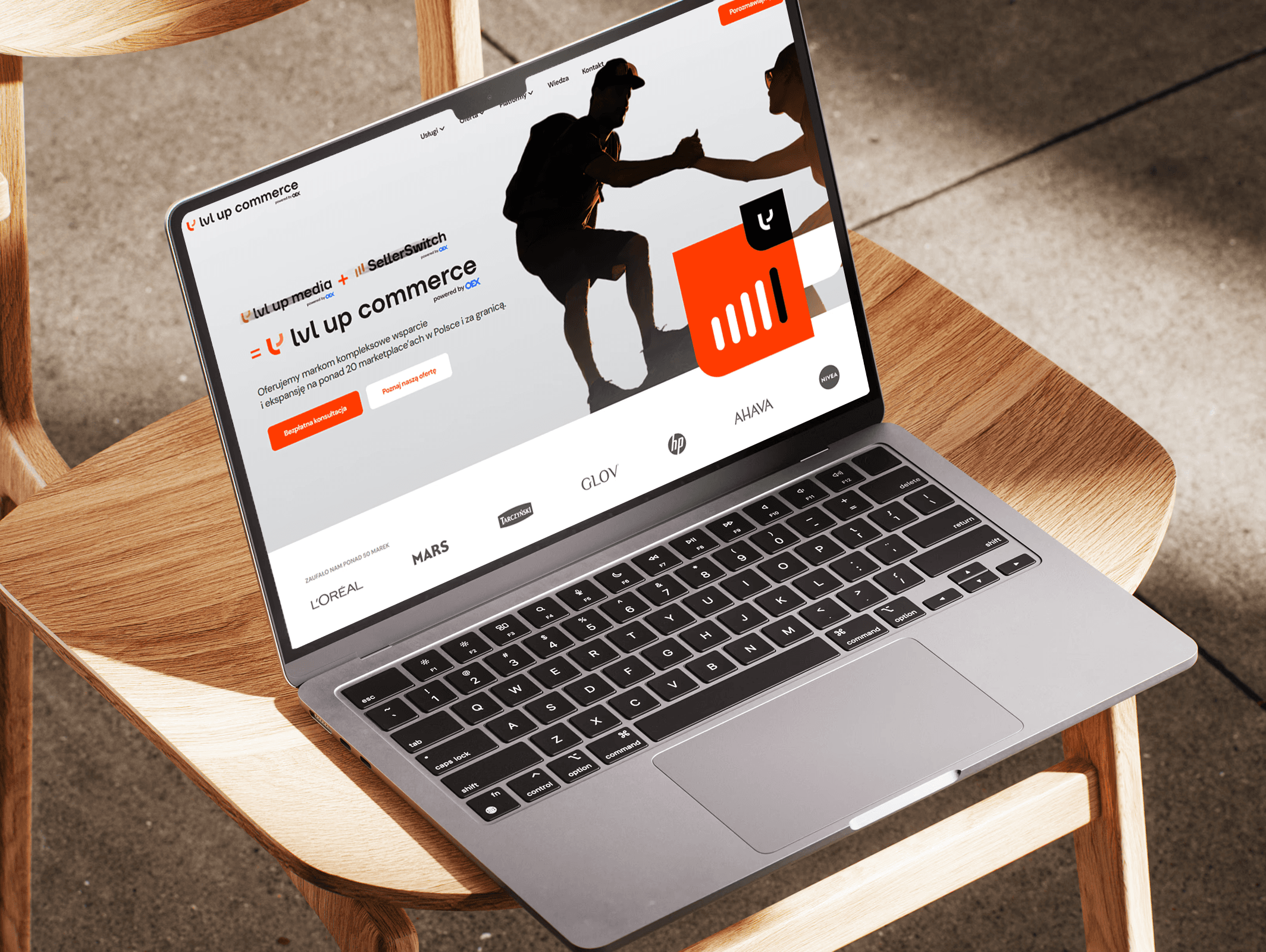 Mockup of the new LVL UP Commerce website homepage showcasing modern UI, clean layout, and marketplace-focused branding.