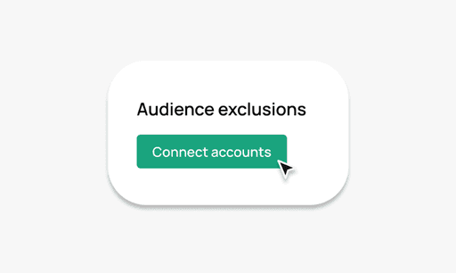A UI toggle switch in the "On" position, labeled "Audience exclusions," representing the activation of a feature to prevent ads from being shown to fraudulent audiences.