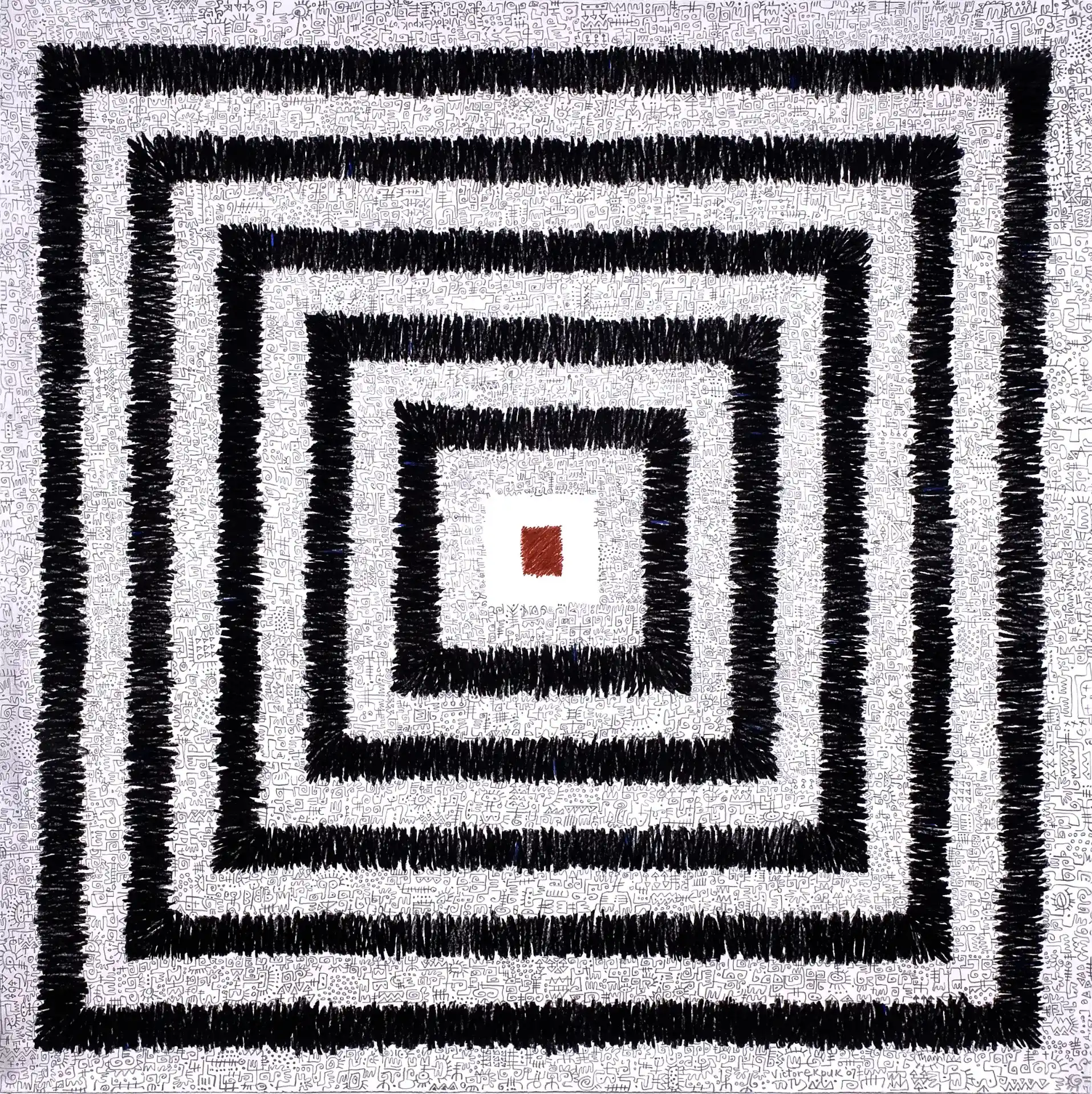 Sanctuary
(2008). Pastel and graphite
on paper. 50 in × 50 in.