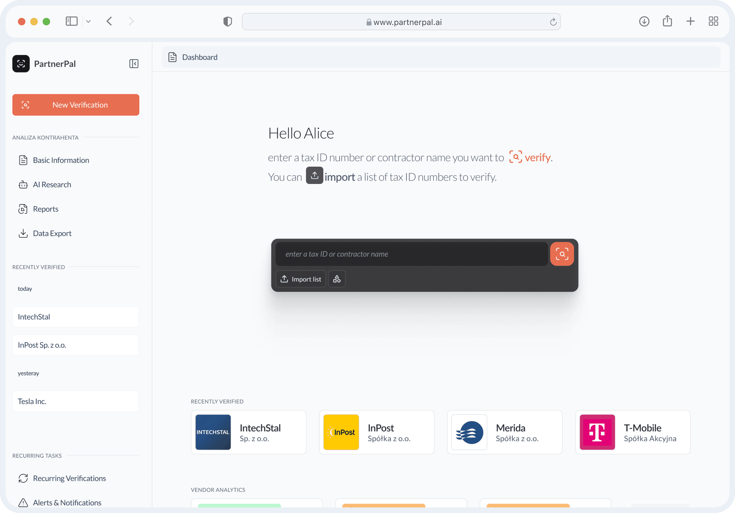 Contractor verification app screen