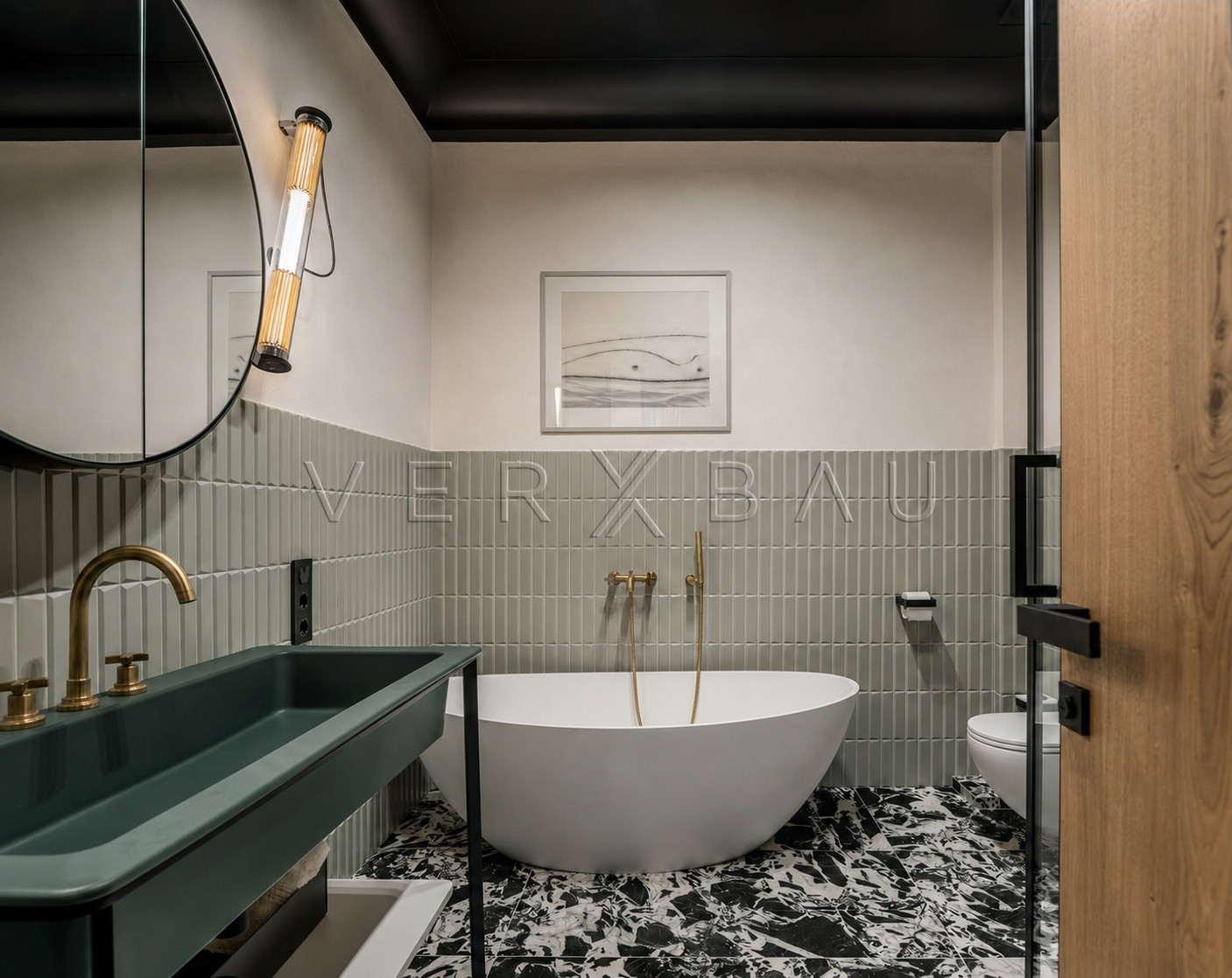 Bathroom interior of a renovated 90 m² apartment in Kyiv.