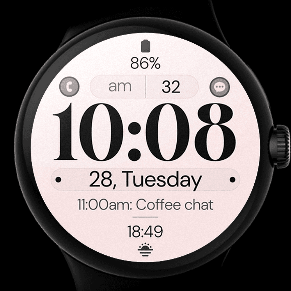 Pixel Watch displaying a digital watch face