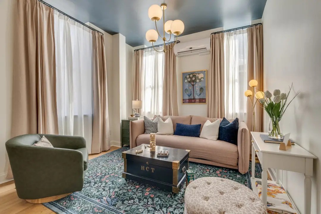 The downtown post hotel room lounge area