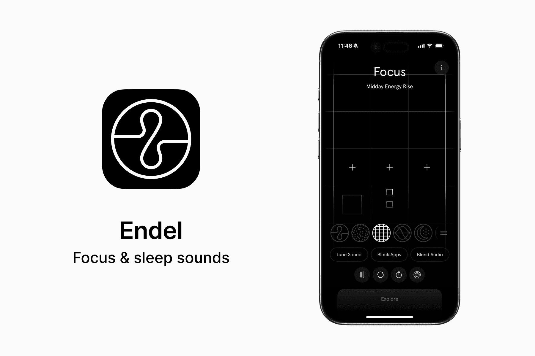 Features the Endel app icon and in-app screen on the iPhone.