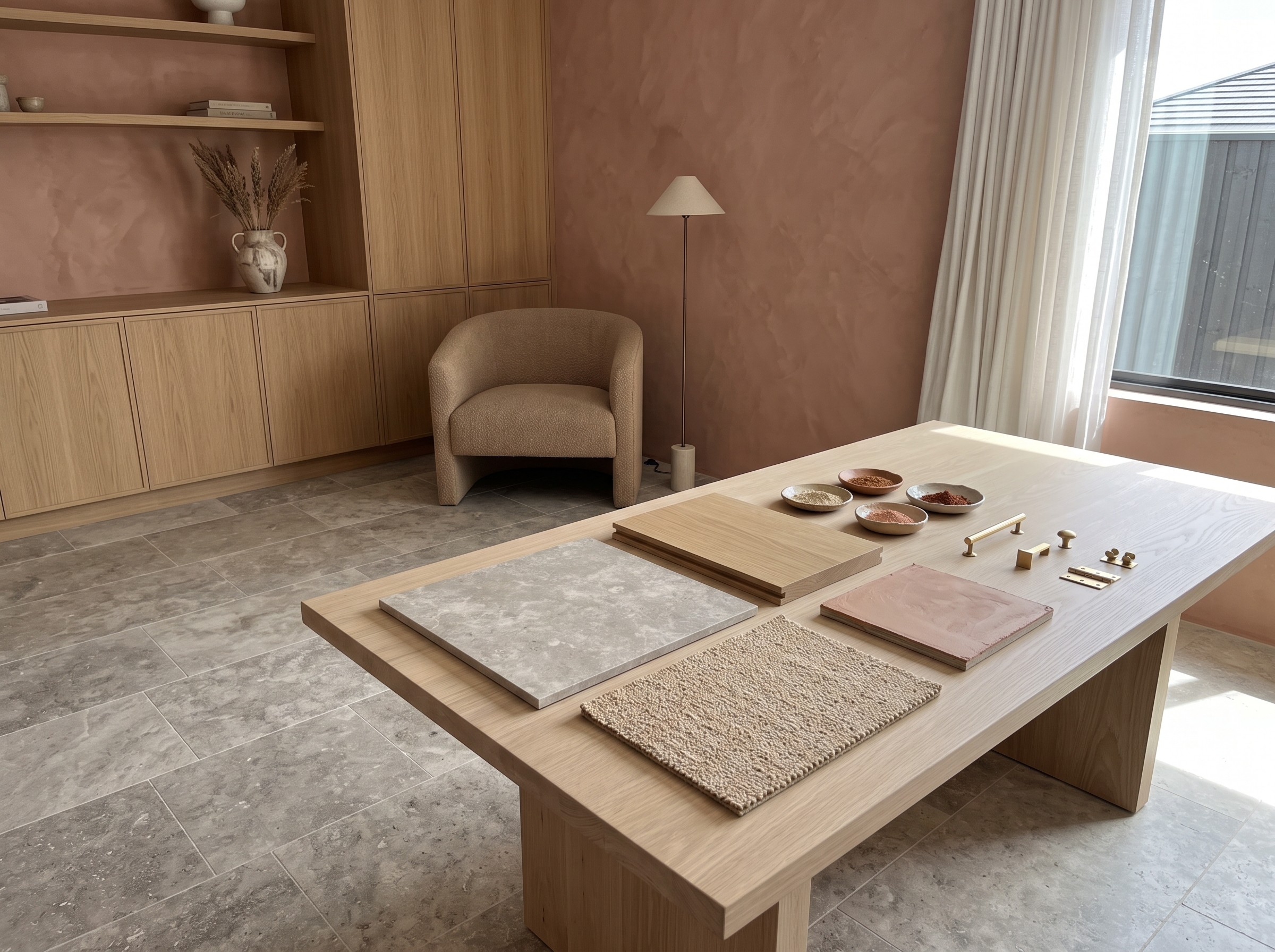A finished show-home corner using the palette in situ 