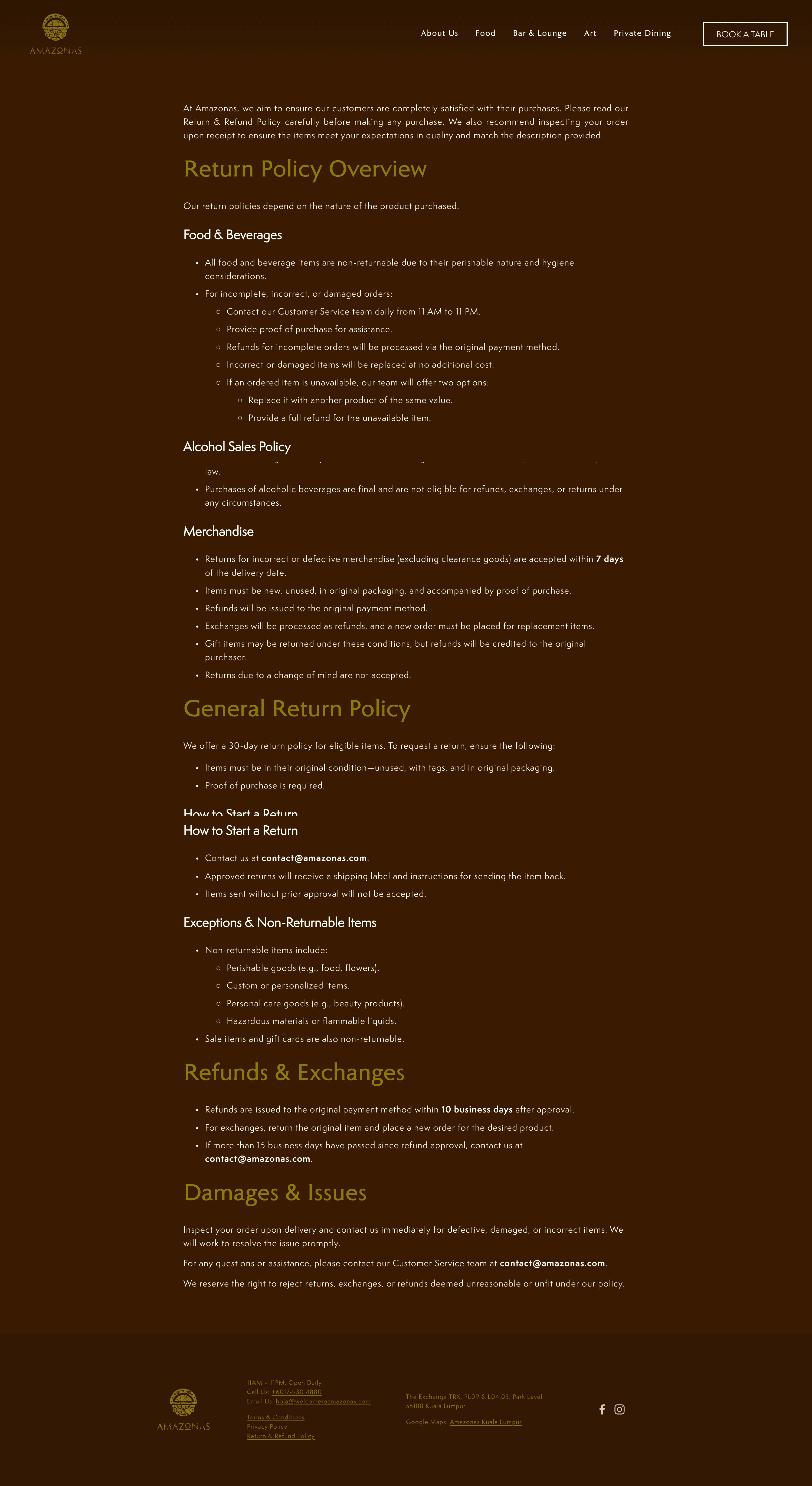 A screenshot of the return/refund page.