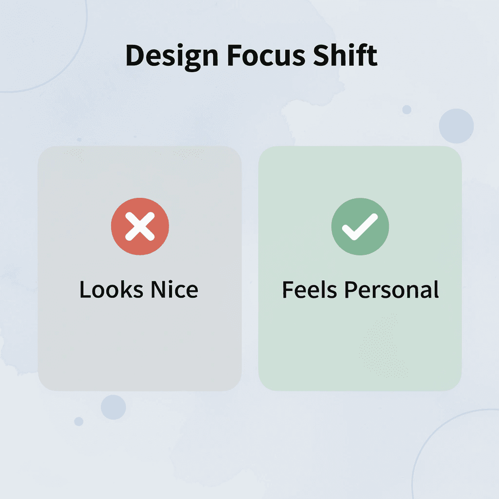 Before and after comparison showing shift from looks nice to feels personal - 70th Birthday Party Ideas
