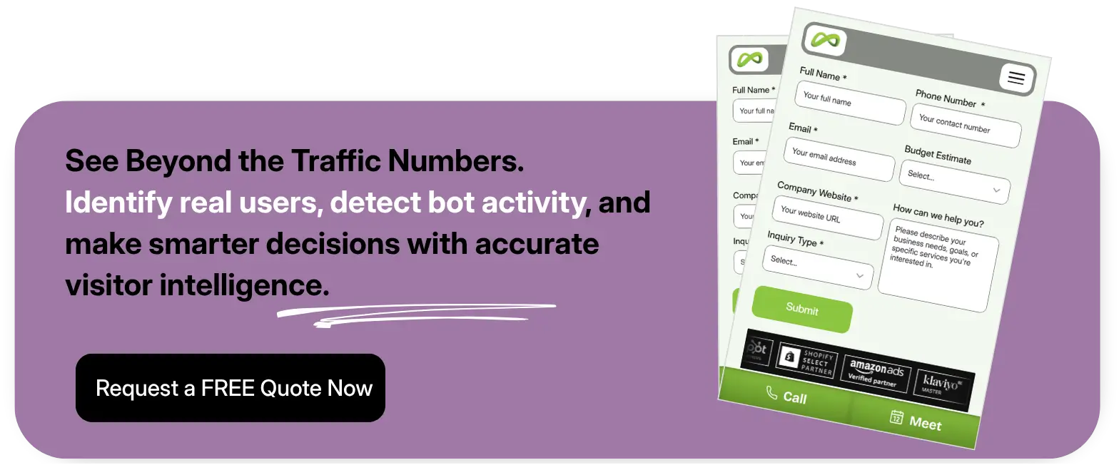 CTA for visitor intelligence services to detect bot activity and identify real users.