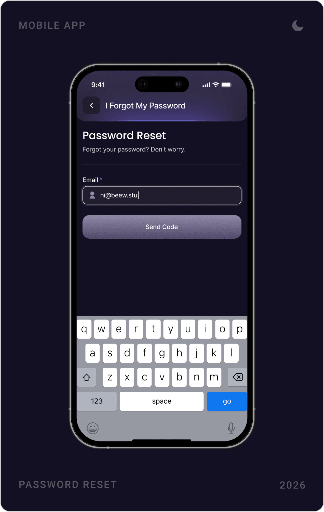 Clean Password Reset Screen Design