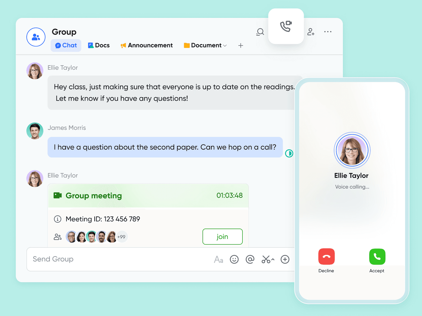 Lark Messenger's seamless chat and call communication
