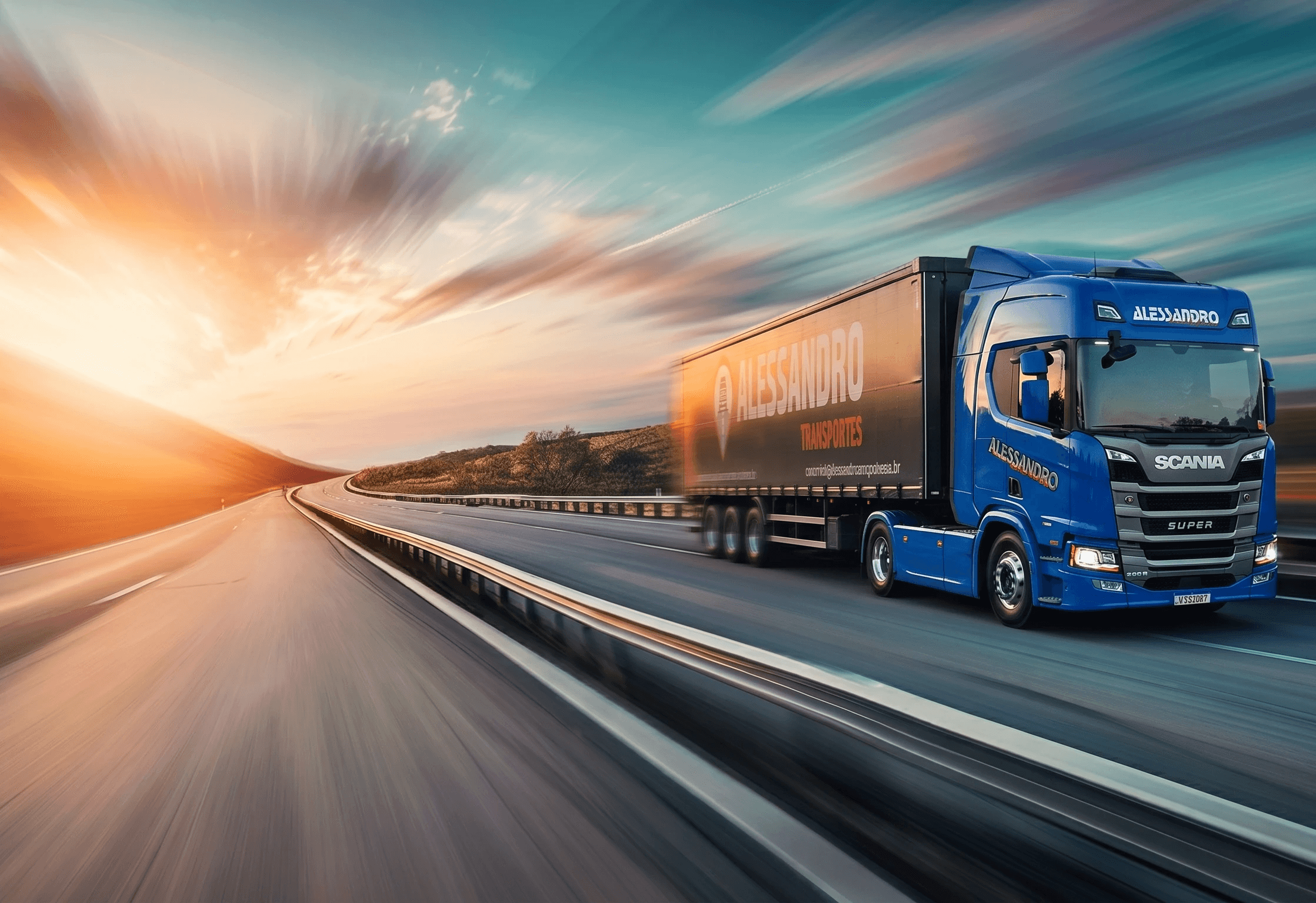 Transport truck in highway