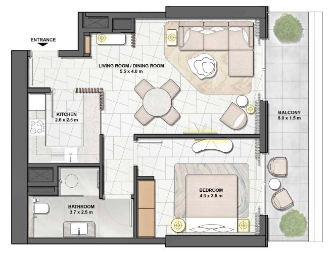 Saria 1-bedroom apartment