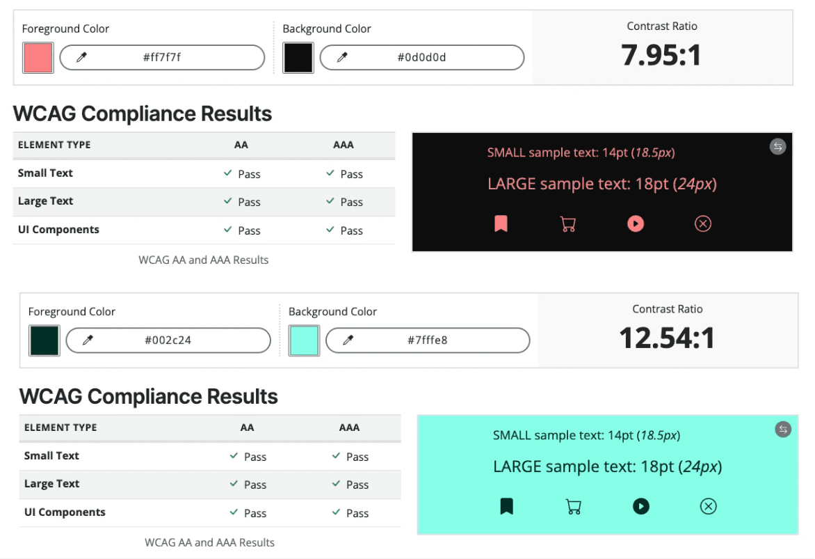 Colour contrast tests