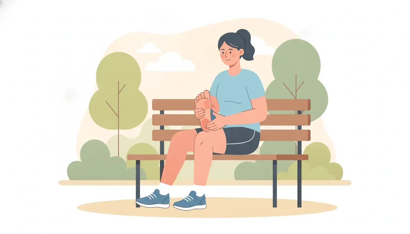 Runner sitting after a run and examining a painful foot