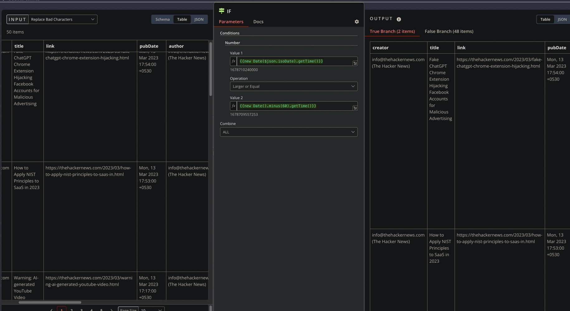 N8N.IO showcase of UI when module detal is opened. 