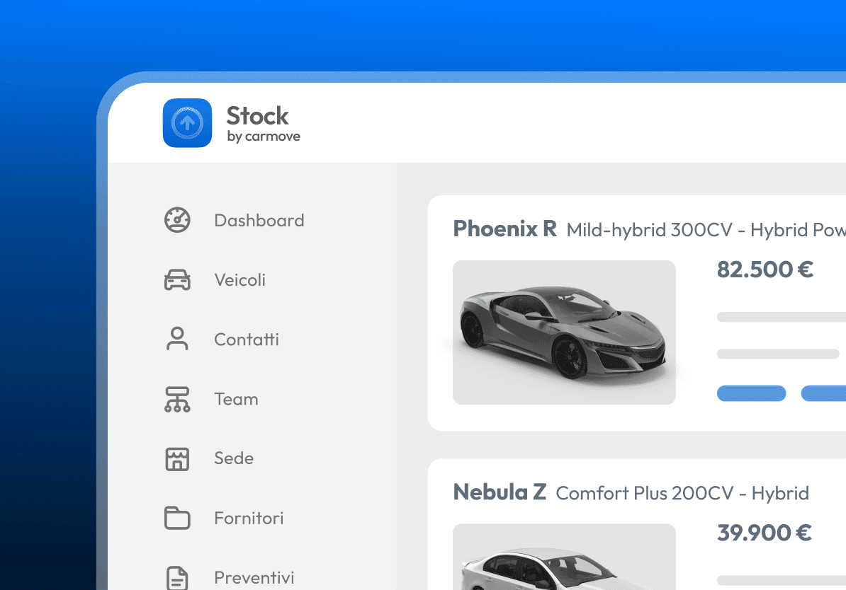 Mockup del gestionale Carmove
