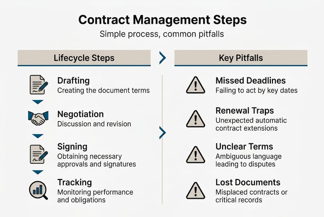 Infographic of contract lifecycle and risks
