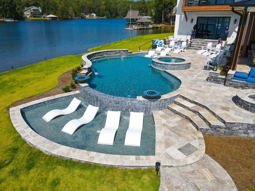 Concrete pool side view