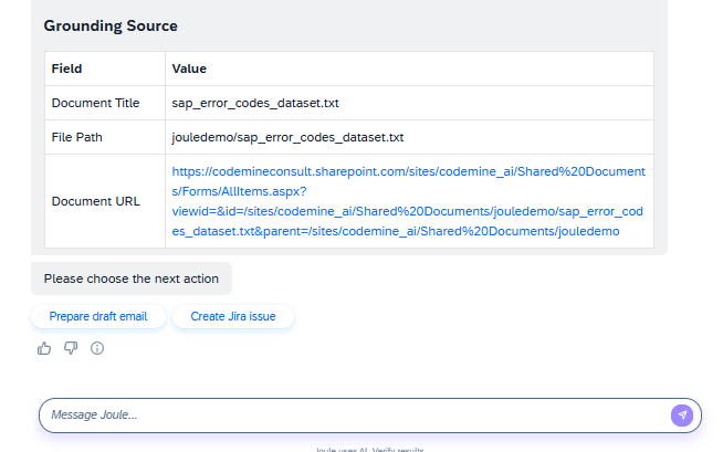 Grounding source card with action buttons