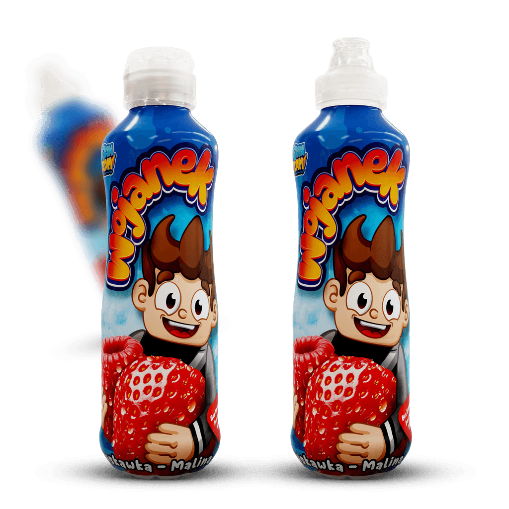 Wojanek – napój owocowy w butelkach, smaki truskawka i malina oraz pomarańcza i brzoskwinia