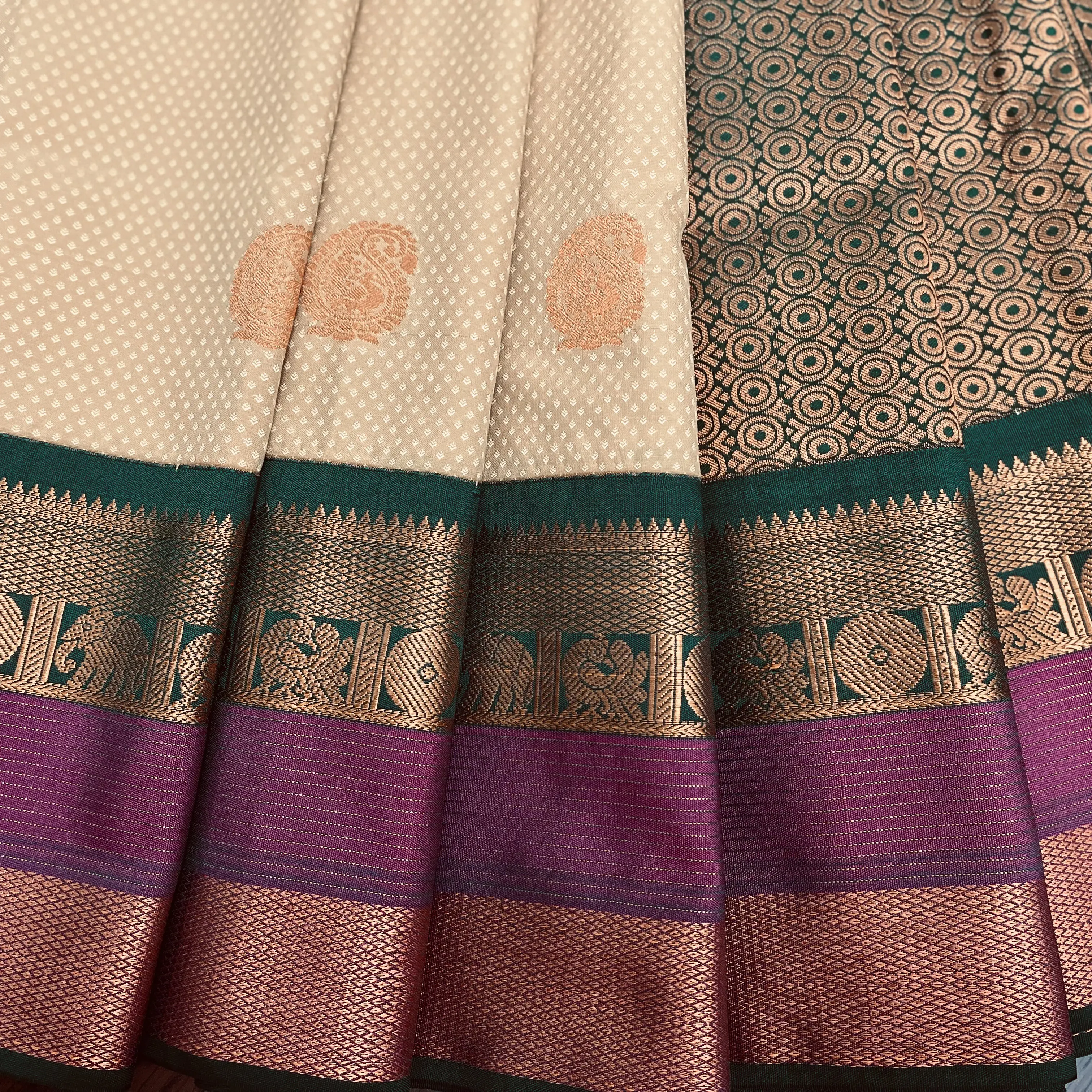 Ivory Semi Kanchivaram Art Silk Saree